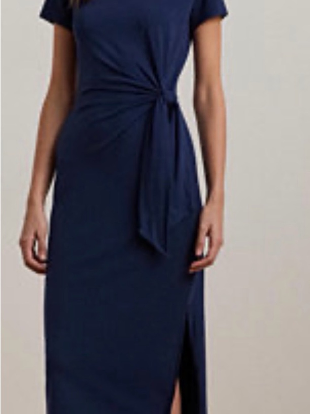 Lauren Ralph Lauren Navy Side-Tie Midi Dress Size Large